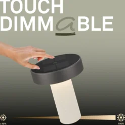 LED-Akku-Solar-Tischlampe Poga, altweiß/anthrazit, IP44