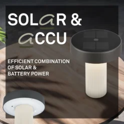 LED-Akku-Solar-Tischlampe Poga, altweiß/anthrazit, IP44