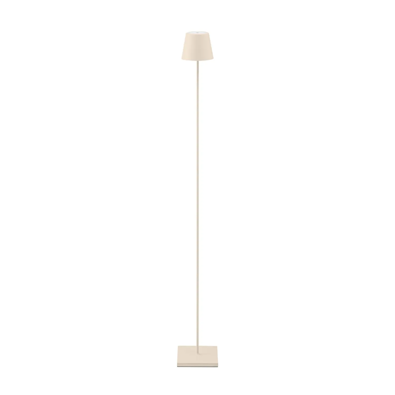 LED-Akku-Stehlampe Nuindie IP54 120 cm rund USB-C dünenbeige