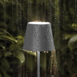 LED-Akku-Stehlampe Nuindie IP54 120 cm rund USB-C grafit