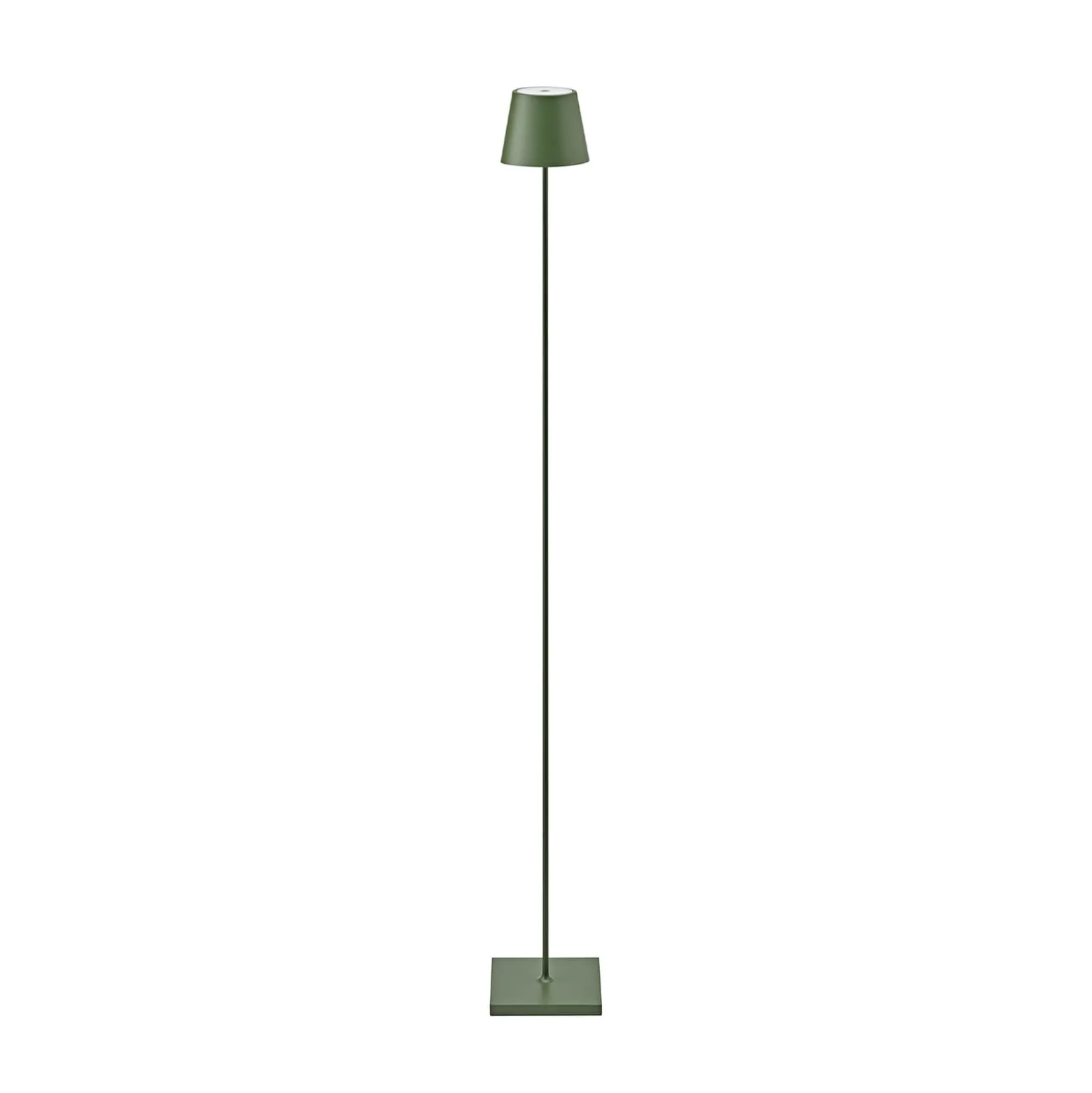 LED-Akku-Stehlampe Nuindie IP54 120 cm rund USB-C tannengrün