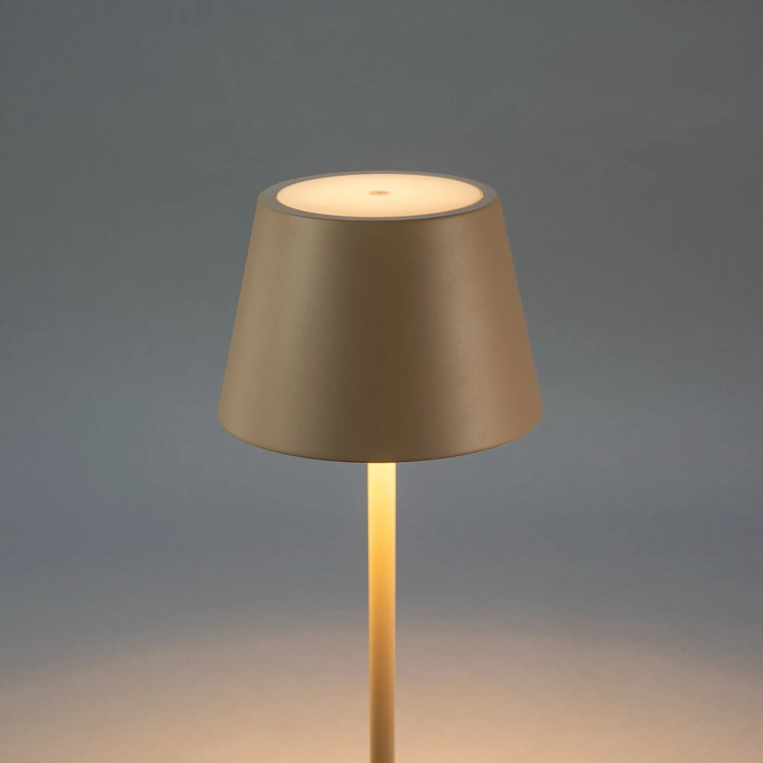 LED-Akku-Stehlampe Pomezia, sandfarben, 124 cm, IP54, USB