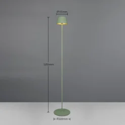 LED-Akku-Stehlampe Suarez, grün, Höhe 123 cm, Metall