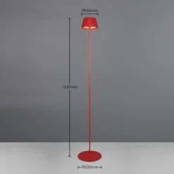LED-Akku-Stehlampe Suarez, rot, Höhe 123 cm, Metall
