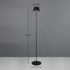 LED-Akku-Stehlampe Suarez, schwarz, Höhe 123 cm, Metall