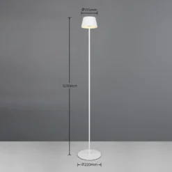 LED-Akku-Stehlampe Suarez, weiß, Höhe 123 cm, Metall