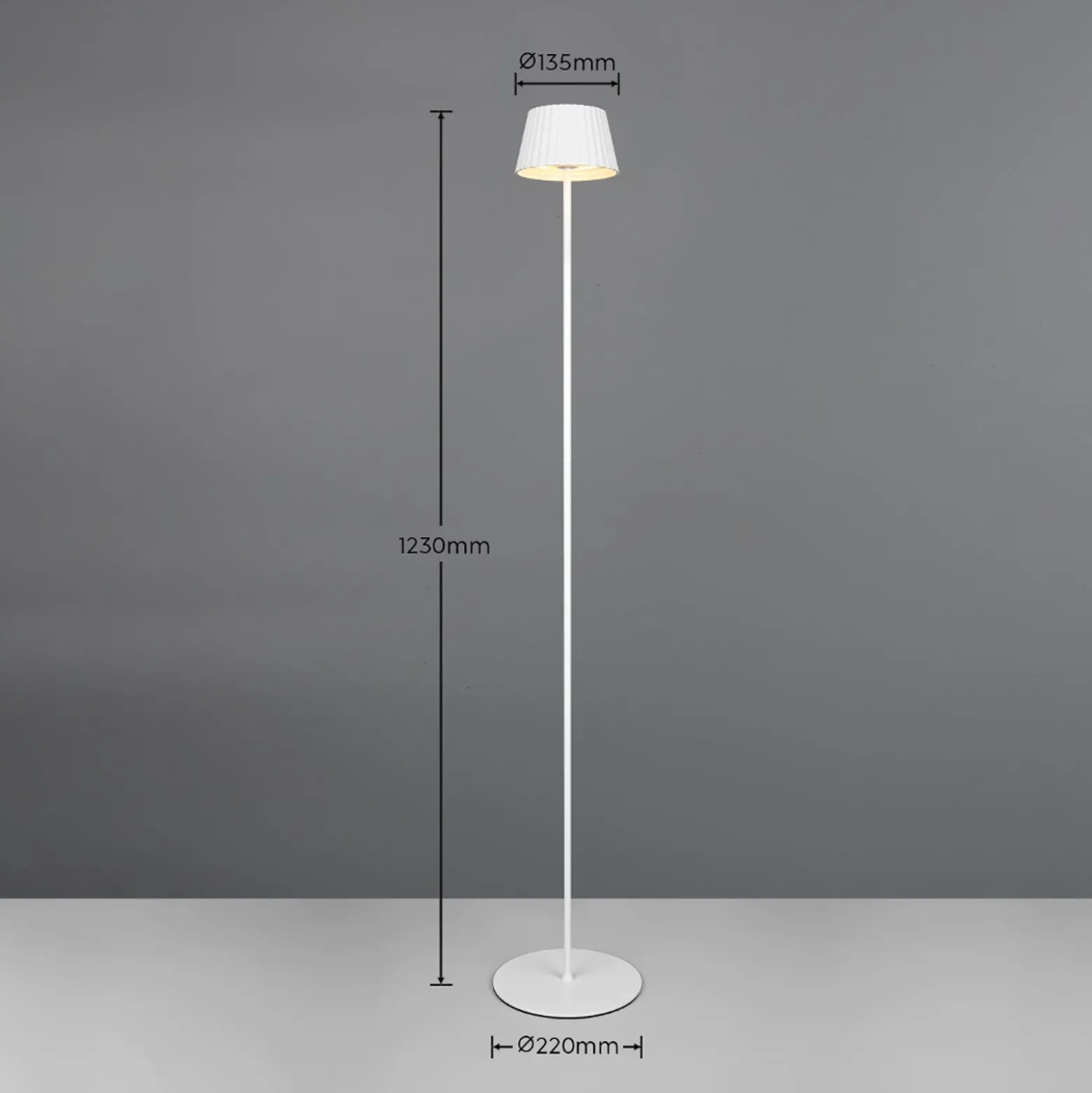 LED-Akku-Stehlampe Suarez, weiß, Höhe 123 cm, Metall