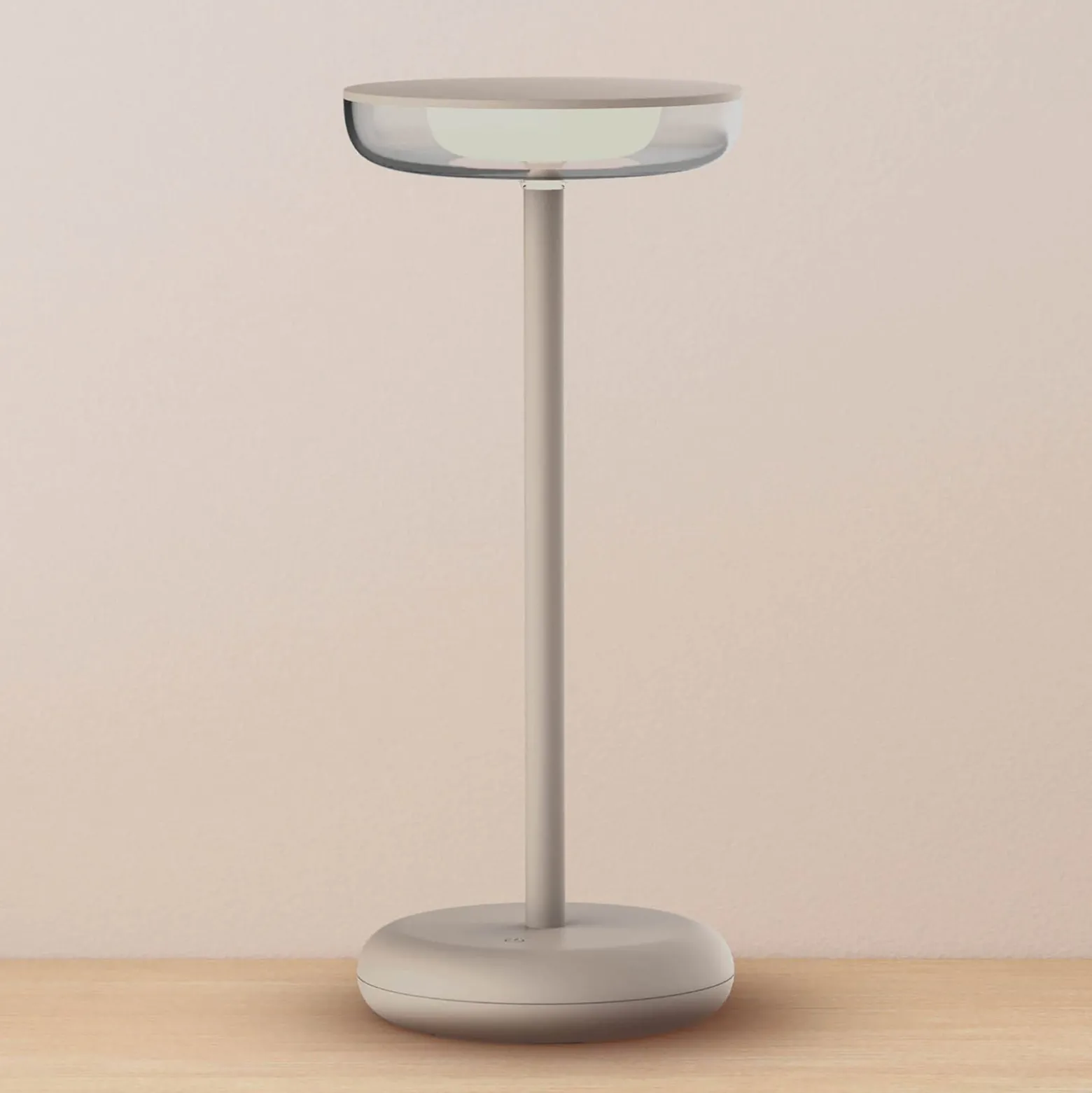 LED-Akku-Terrassenleuchte Pasi beige Höhe 26 cm Metall Touch