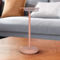 LED-Akku-Terrassenleuchte Pasi, rosa Höhe 26 cm Metall Touch