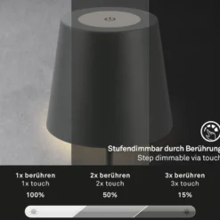 LED-Akku-Tischlampe 7508015, anthrazit 2.700 K IP44 Touchdim