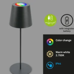 LED-Akku-Tischlampe 7507015, anthrazit RGBW IP44 Touchdimmer
