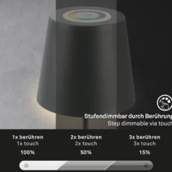 LED-Akku-Tischlampe 7507015, anthrazit RGBW IP44 Touchdimmer