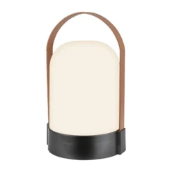 LED-Akku-Tischlampe ASA BIG, anthrazit/braun Höhe 24 cm IP44