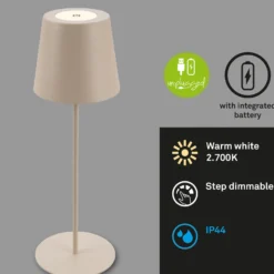 LED-Akku-Tischlampe 7508011, beige, 2.700 K IP44 Touchdimmer