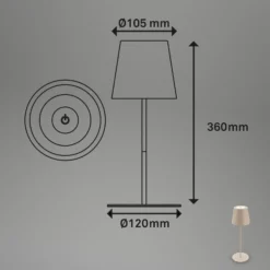 LED-Akku-Tischlampe 7508011, beige, 2.700 K IP44 Touchdimmer