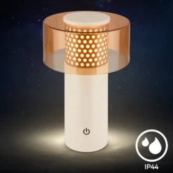 LED-Akku-Tischlampe Brilo unplugged Gila, braun/grau, 21 cm