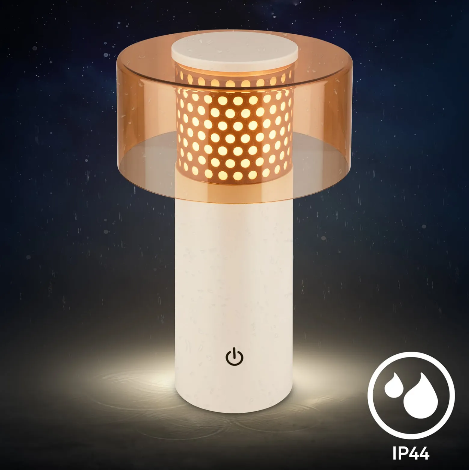 LED-Akku-Tischlampe Brilo unplugged Gila, braun/grau, 21 cm