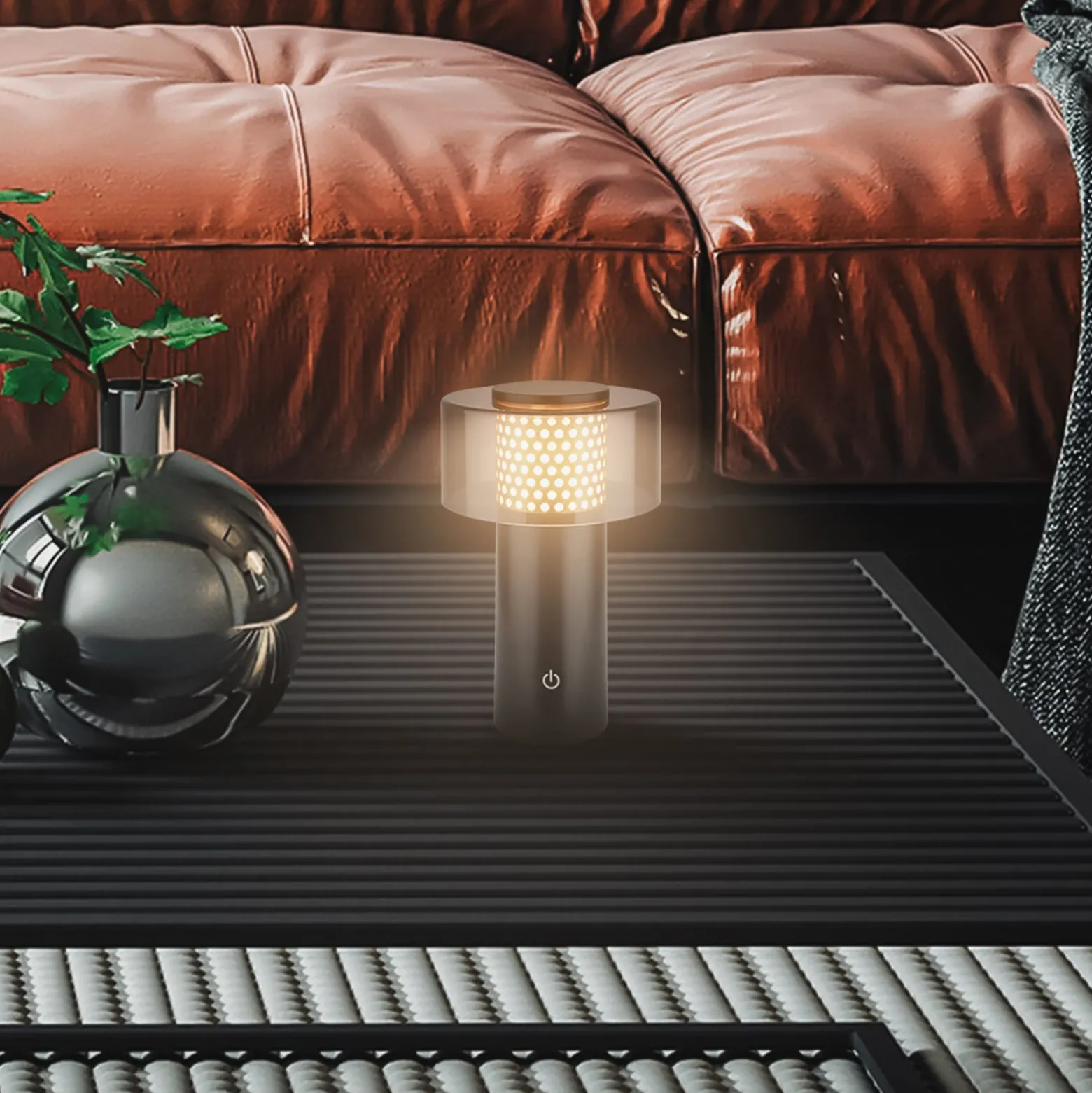 LED-Akku-Tischlampe Brilo unplugged Gila, gold/schwarz 21 cm
