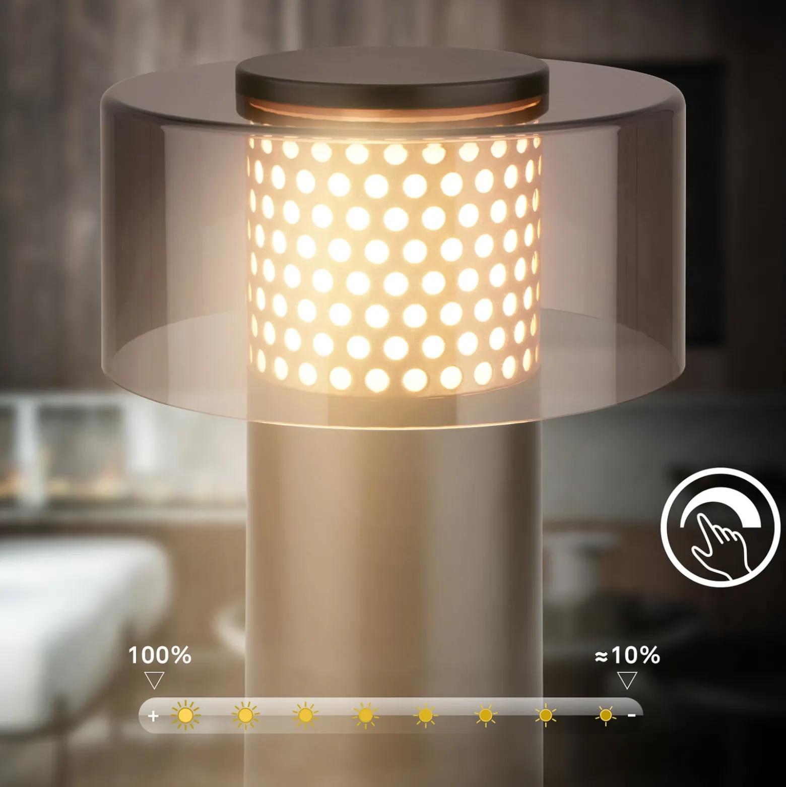 LED-Akku-Tischlampe Brilo unplugged Gila, gold/schwarz 21 cm