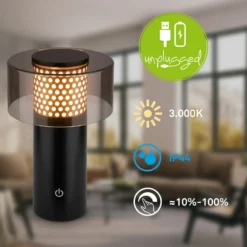 LED-Akku-Tischlampe Brilo unplugged Gila, gold/schwarz 21 cm