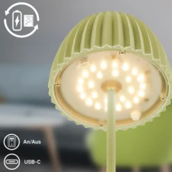 LED-Akku-Tischlampe Brilo unplugged Riffle, 20 cm, grün
