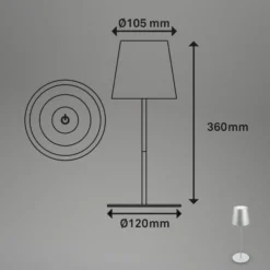 LED-Akku-Tischlampe 7508014 chrom matt 2.700 K IP44 Touchdim