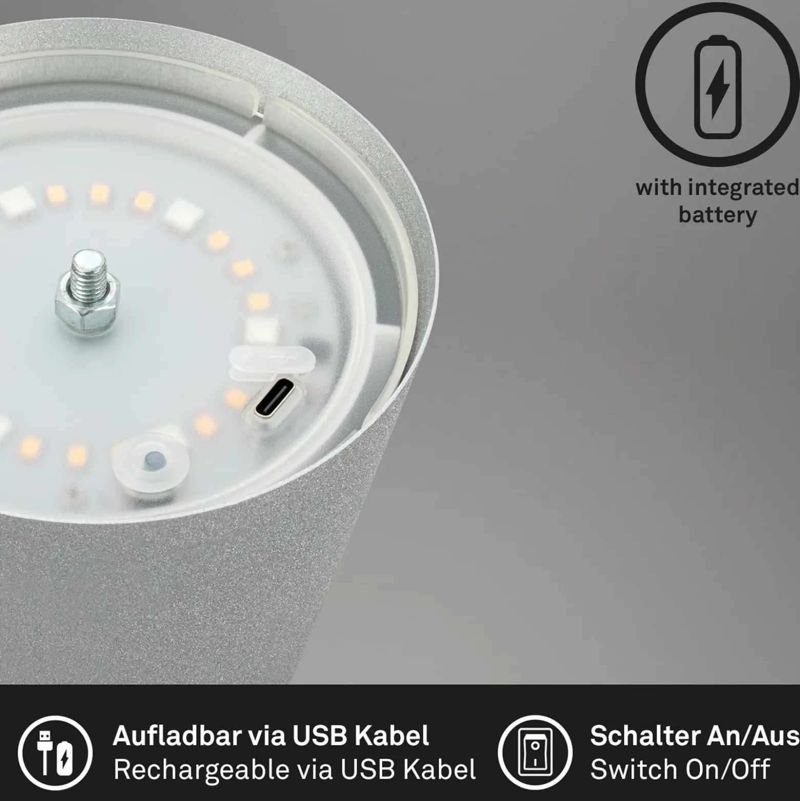 LED-Akku-Tischlampe 7507015 chrom matt RGBW IP44 Touchdimmer
