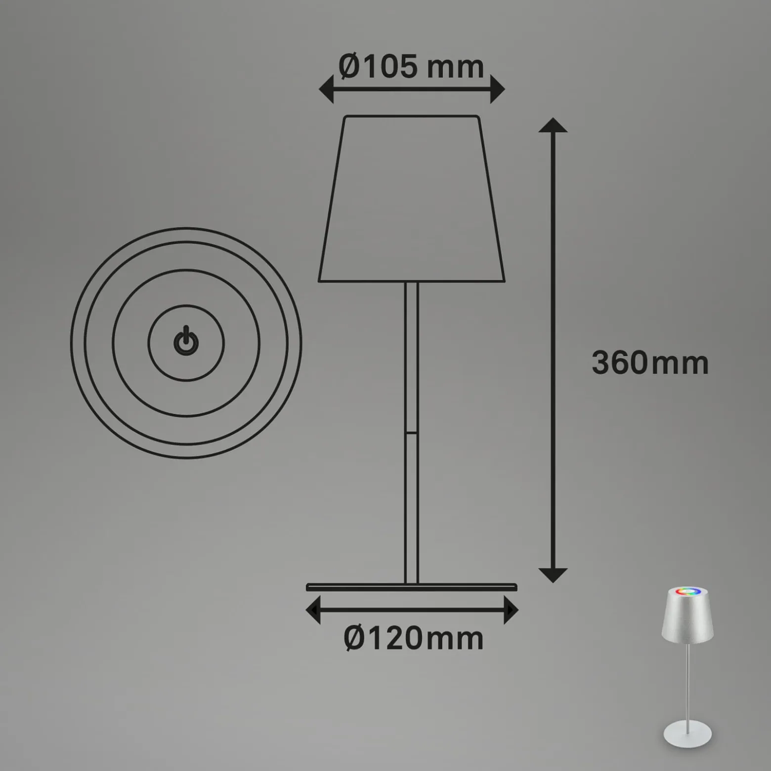 LED-Akku-Tischlampe 7507015 chrom matt RGBW IP44 Touchdimmer