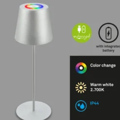 LED-Akku-Tischlampe 7507015 chrom matt RGBW IP44 Touchdimmer
