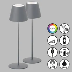 LED-Akku-Tischlampe Cosenza 2er sandgrau Höhe 38cm