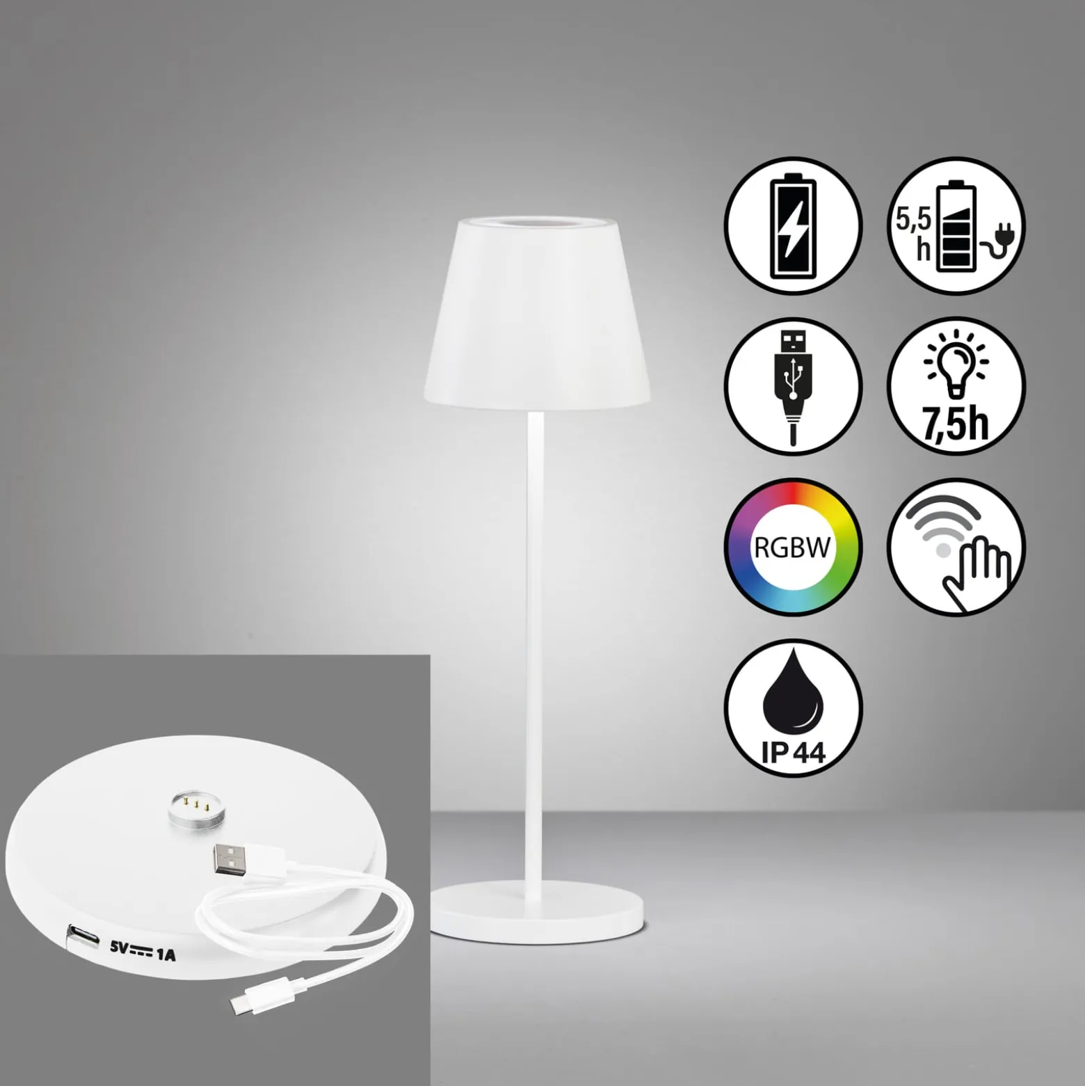 LED-Akku-Tischlampe Cosenza 2.0 Höhe 34cm sandweiß
