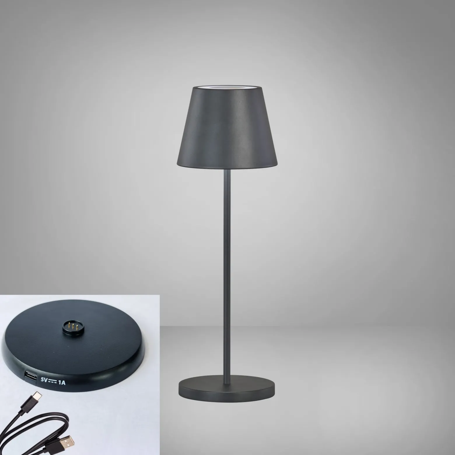LED-Akku-Tischlampe Cosenza 2.0 Höhe 34 cm schwarz
