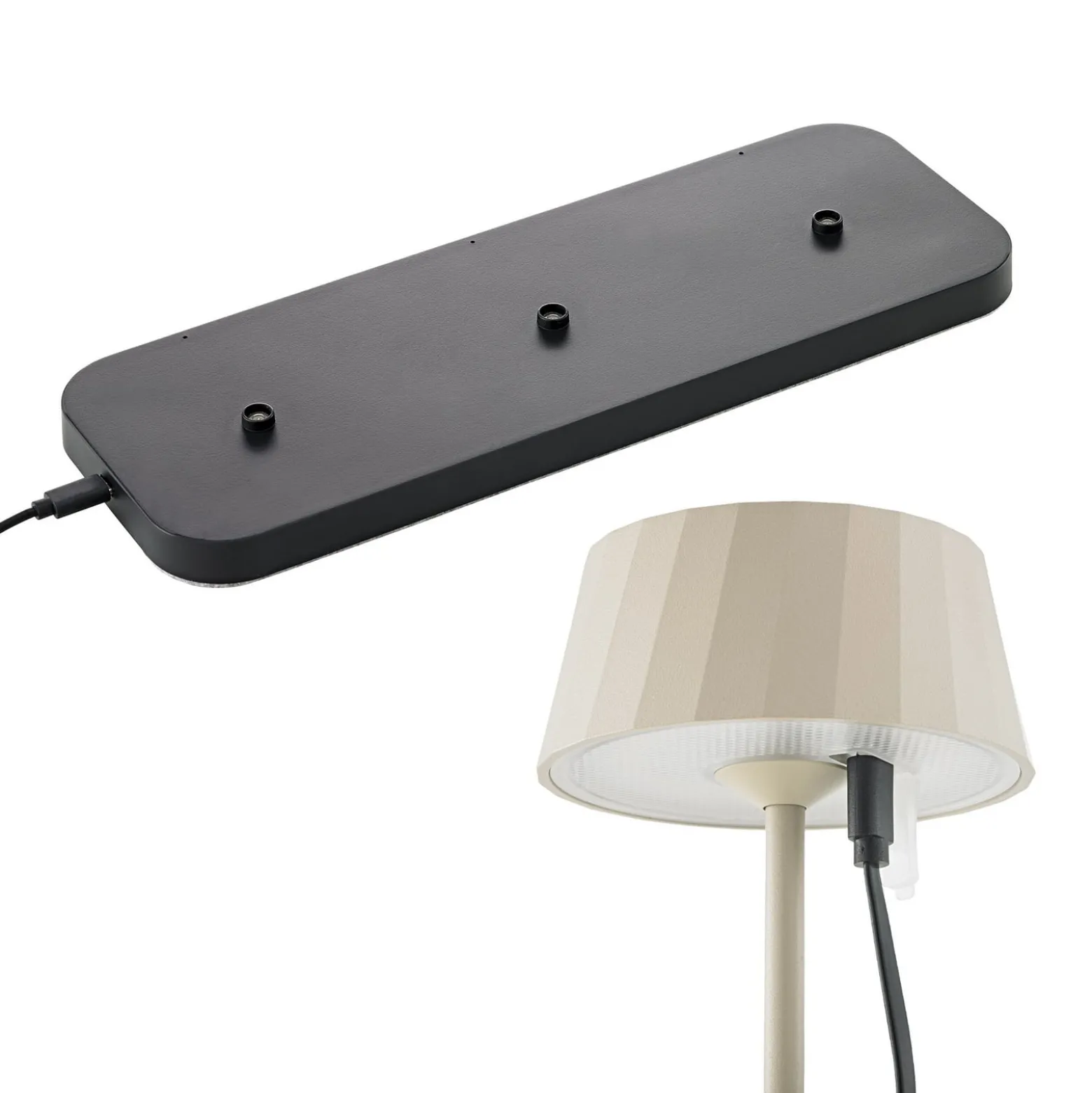 LED-Akku-Tischlampe Facetta, 3er-Set, beige, 22 cm, IP44