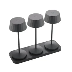 LED-Akku-Tischlampe Facetta, 3er-Set, schwarz, 22 cm, IP44