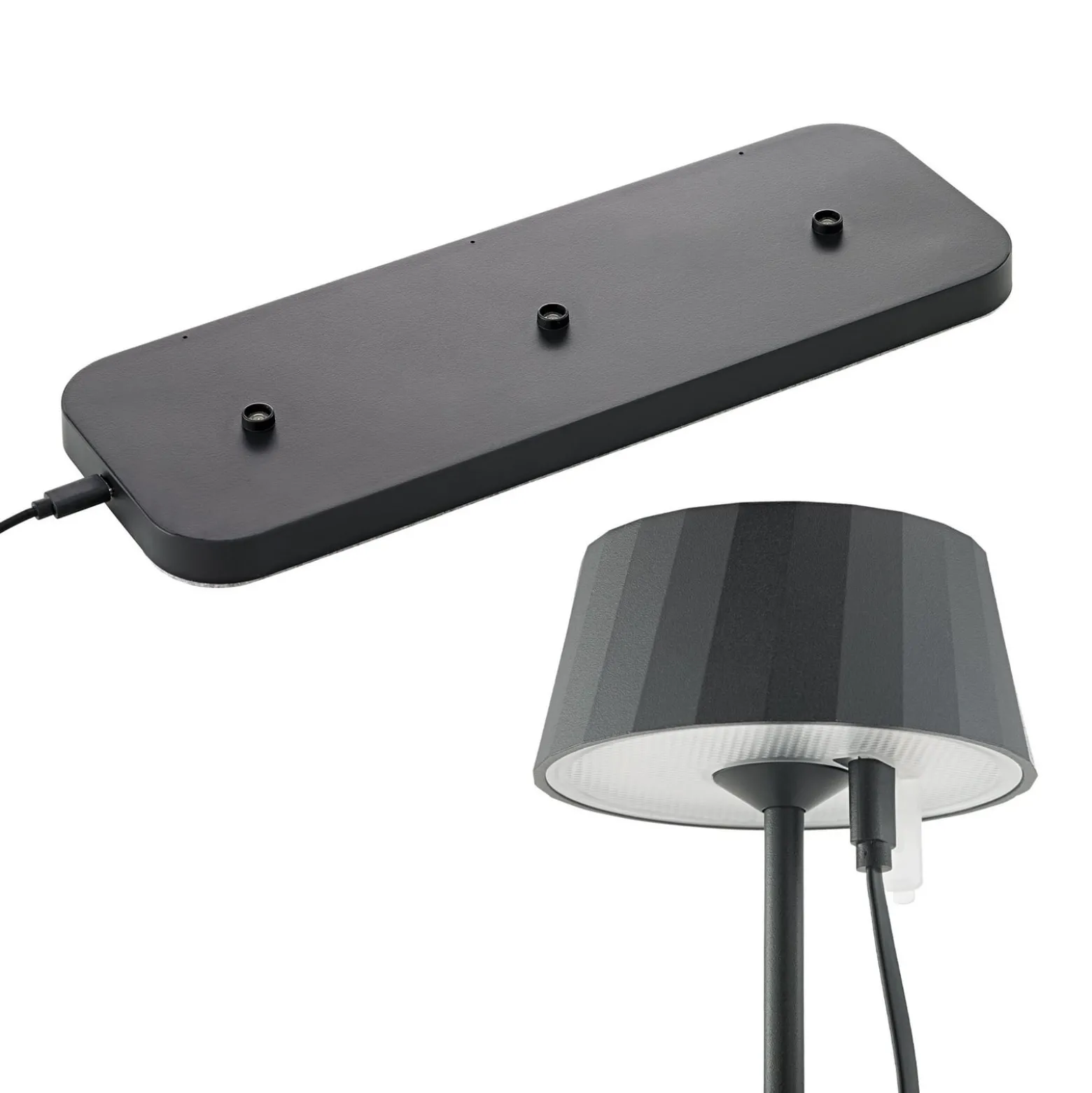 LED-Akku-Tischlampe Facetta, 3er-Set, schwarz, 22 cm, IP44