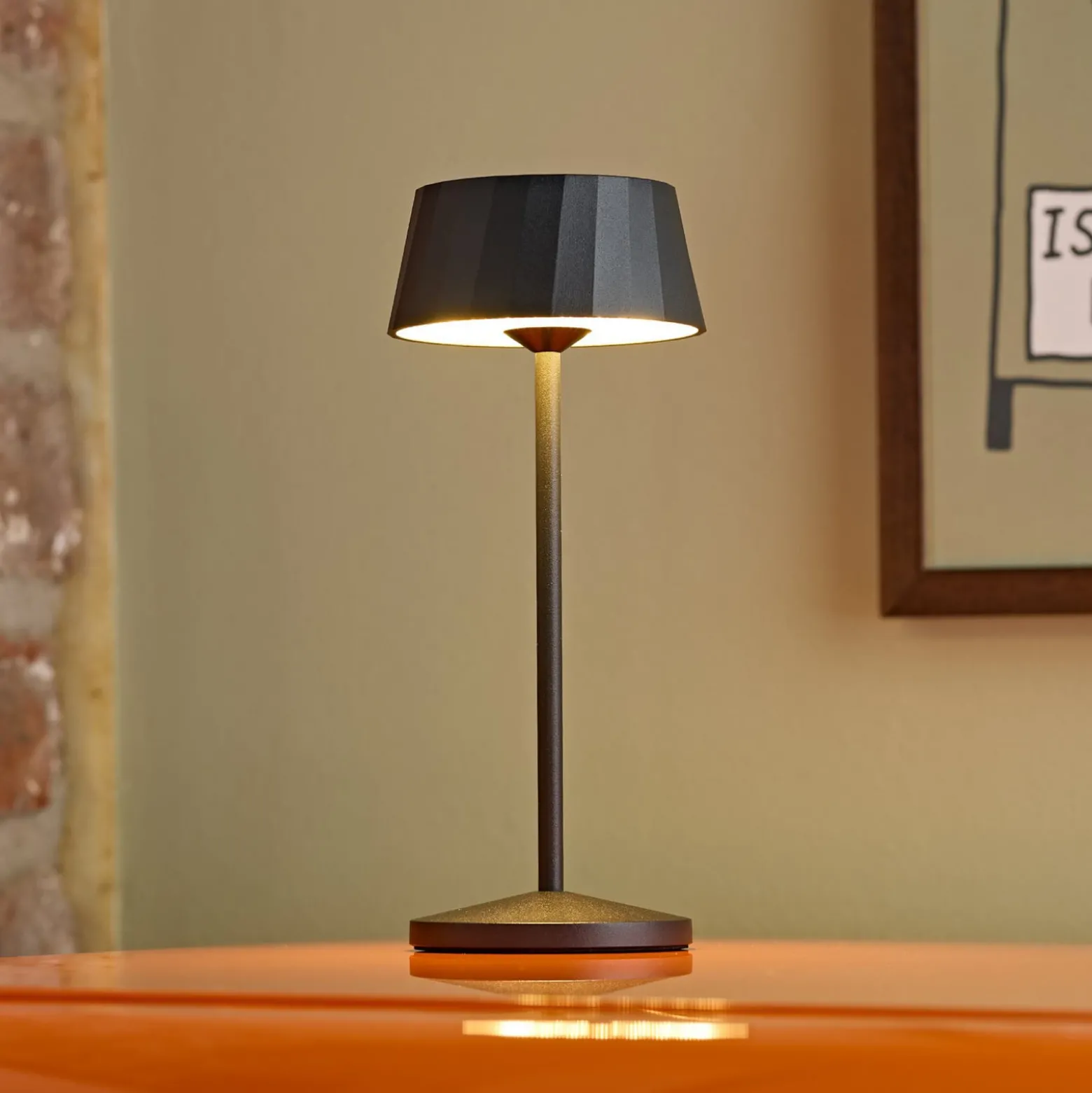LED-Akku-Tischlampe Facetta, 3er-Set, schwarz, 22 cm, IP44