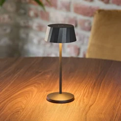 LED-Akku-Tischlampe Facetta, 3er-Set, schwarz, 22 cm, IP44