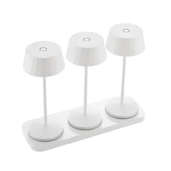 LED-Akku-Tischlampe Facetta, 3er-Set, weiß, 22 cm, IP44