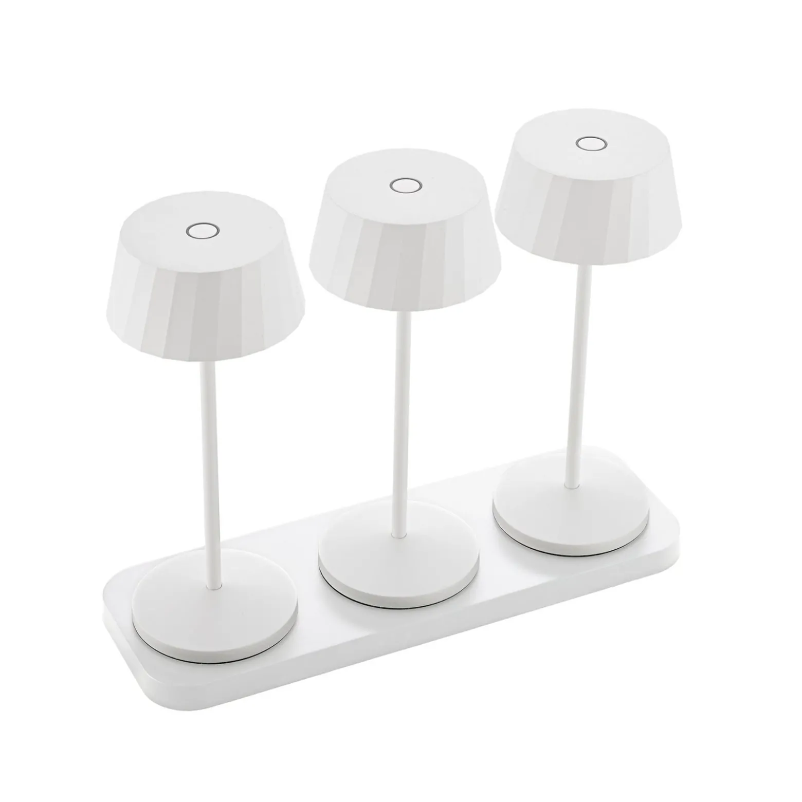 LED-Akku-Tischlampe Facetta, 3er-Set, weiß, 22 cm, IP44