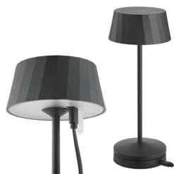LED-Akku-Tischlampe Facetta, schwarz, 22 cm, Metall CCT IP44