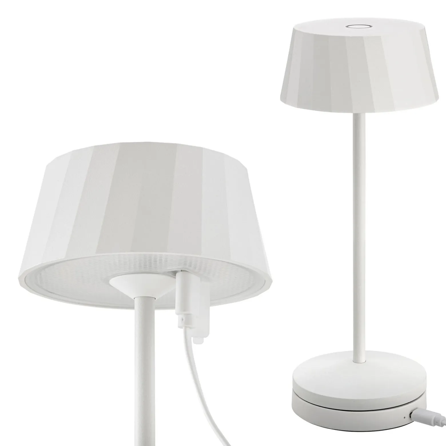 LED-Akku-Tischlampe Facetta, weiß, 22 cm, Metall, CCT IP44