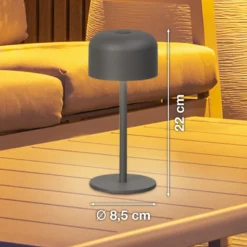 LED-Akku-Tischlampe Finley, sandgrau Höhe 22 cm Metall, IP54