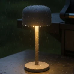 LED-Akku-Tischlampe Finley, sandgrau Höhe 22 cm Metall, IP54