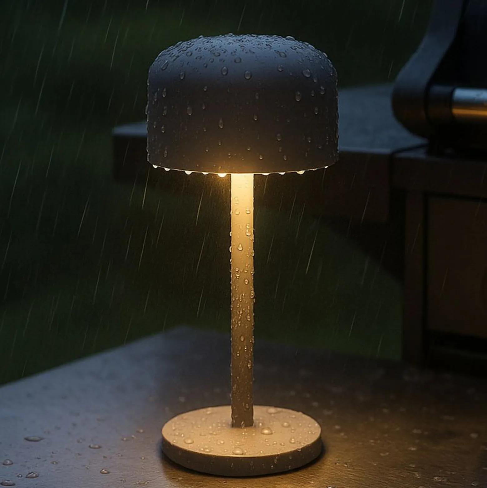 LED-Akku-Tischlampe Finley, sandgrau Höhe 22 cm Metall, IP54