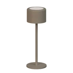 LED-Akku-Tischlampe Juna, grau-braun Höhe 25 cm Metall, IP54