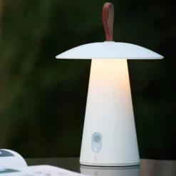 LED-Akkutischlampe La Donna, weiß, Aluminium, dimmbar