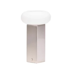 LED-Akku-Tischlampe LOW, nickelfarben, Höhe 20 cm, Metall