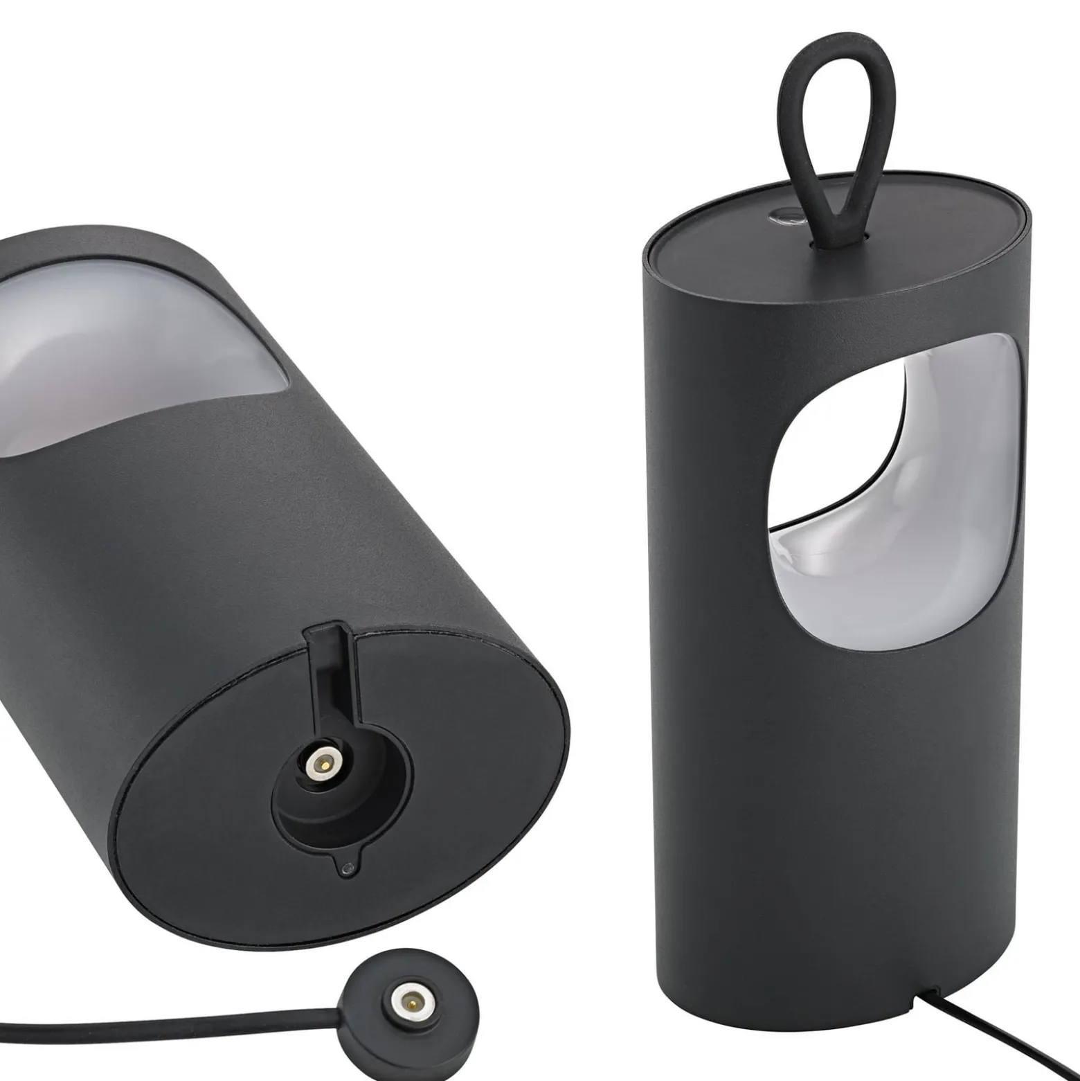 LED-Akku-Tischlampe Lunari, schwarz, 16 cm, Metall, CCT IP44