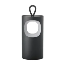 LED-Akku-Tischlampe Lunari, schwarz, 16 cm, Metall, CCT IP44