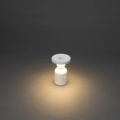 LED-Akku-Tischlampe Nantes, weiß, Alu, IP54, Dimmer, CCT